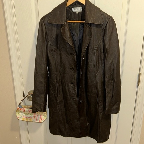 PELLE STUDIO Leather Vintage Trench Style Coat - Picture 1 of 10